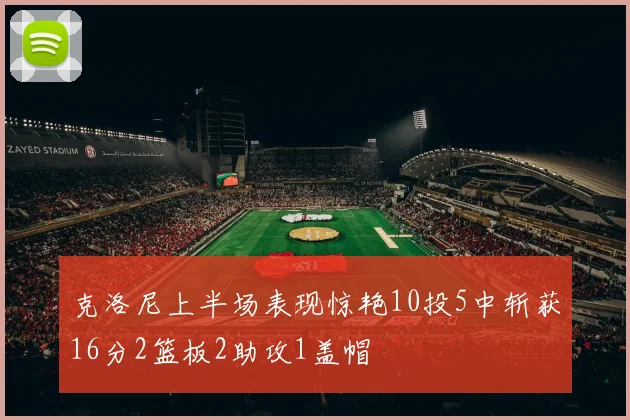 克洛尼上半场表现惊艳10投5中斩获16分2篮板2助攻1盖帽